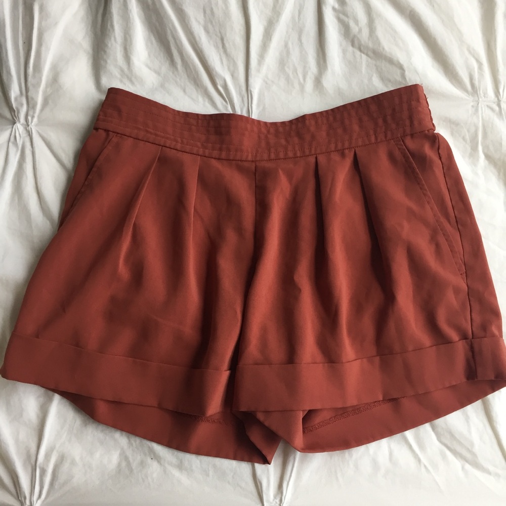 Rust Pleated Shorts